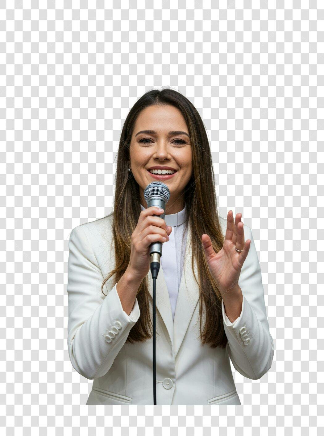 Imagem PNG mulher palestrante com fundo transparente