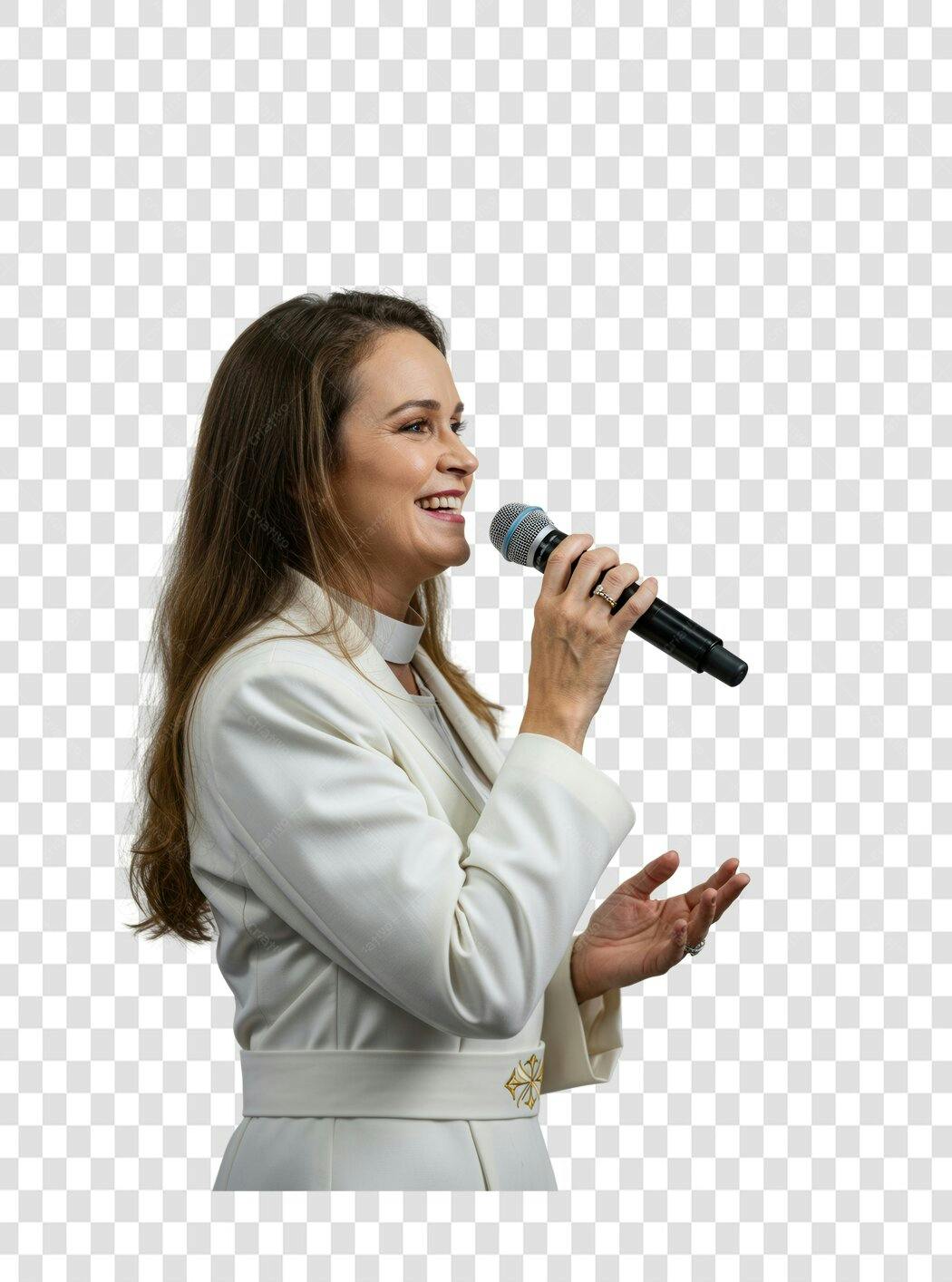 PNG Imagem Mulher Cantora Microfone Fundo Transparente