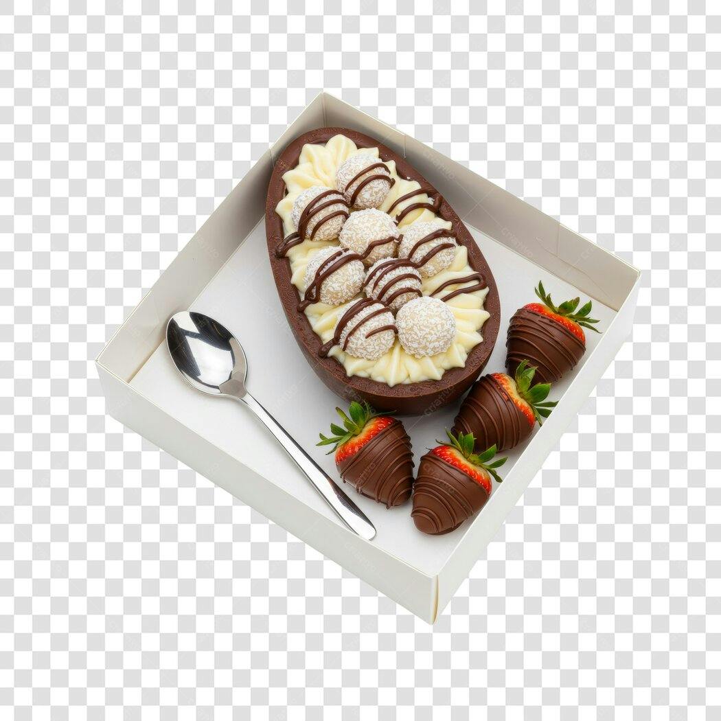 Imagem Ovo de Páscoa com Morangos PNG com fundo transparente