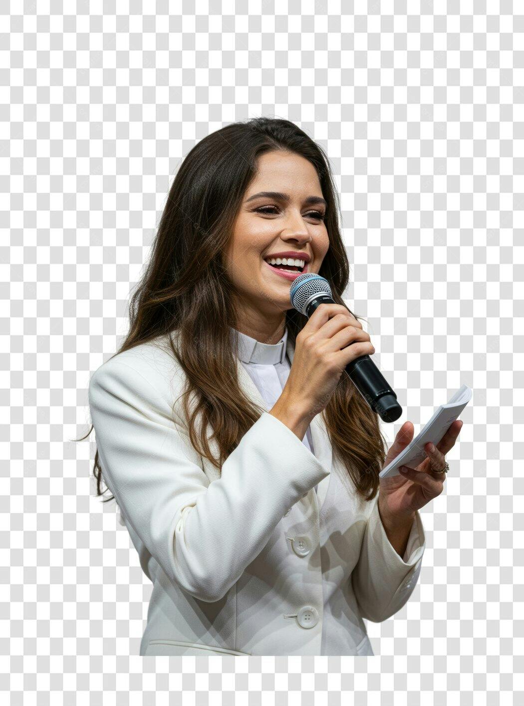 Imagem PNG mulher palestrante fundo transparente