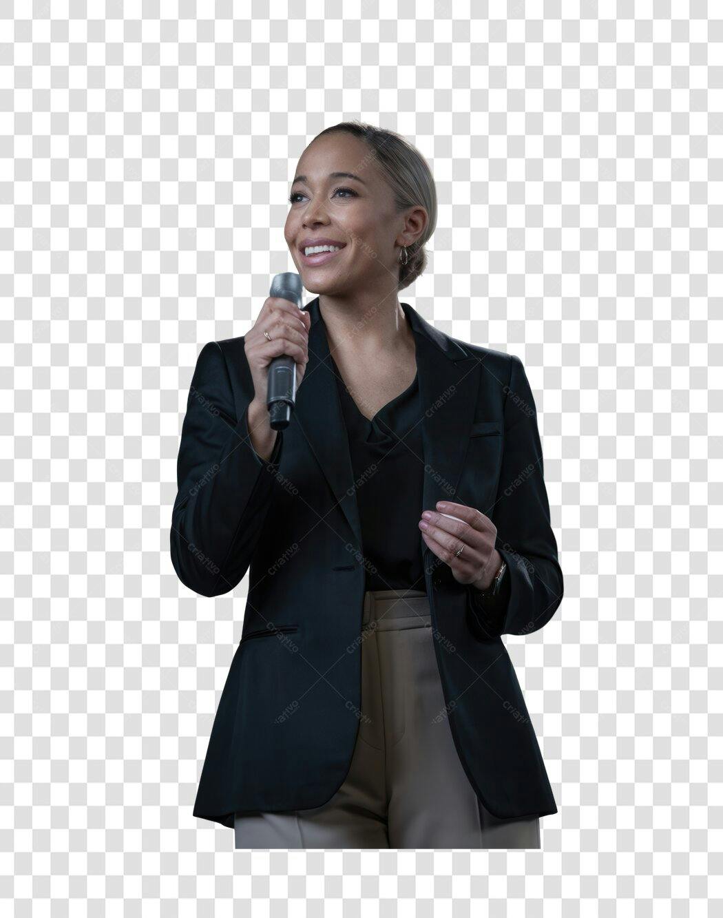 Imagem PNG Mulher Negócios Microfone Fundo Transparente