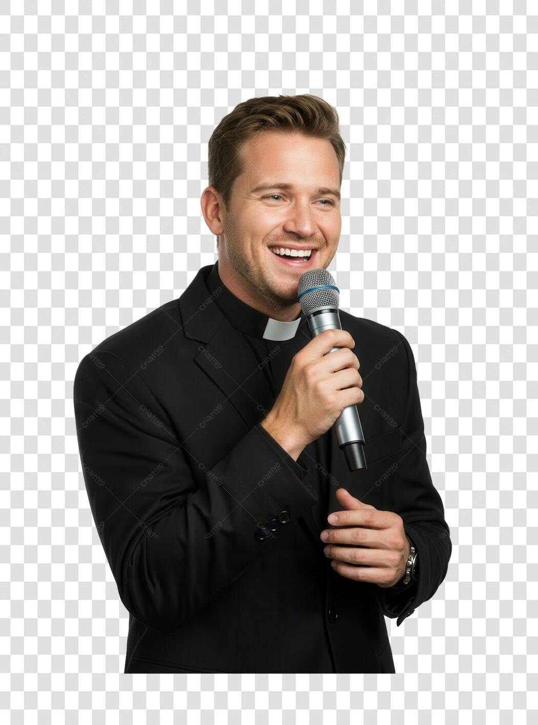 Imagem PNG com fundo transparente Padre falando ao microfone
