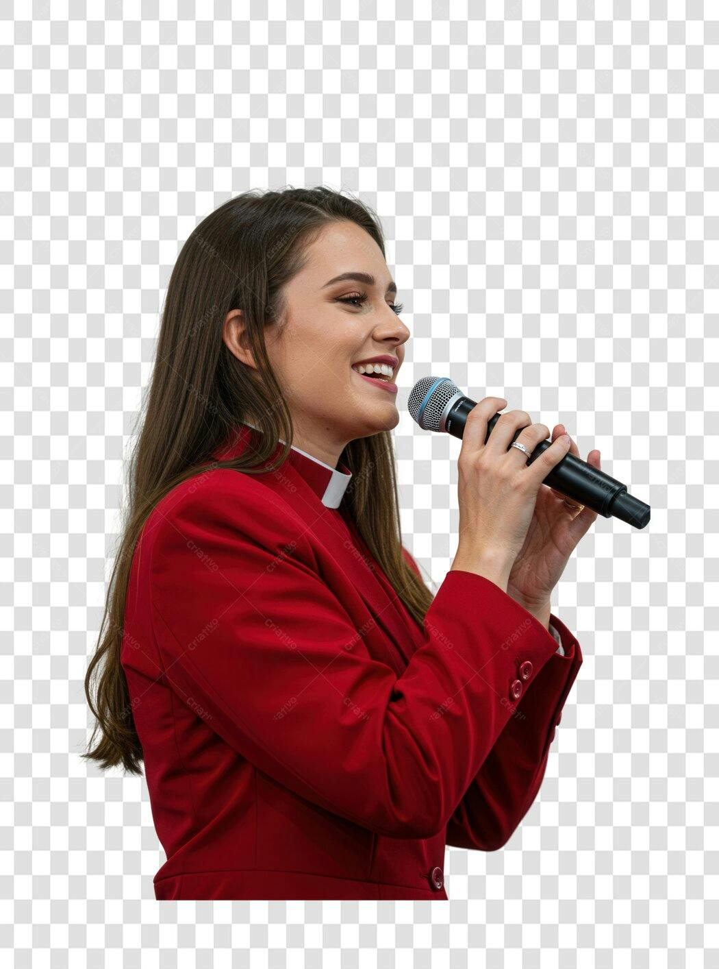 Imagem PNG mulher cantando com fundo transparente