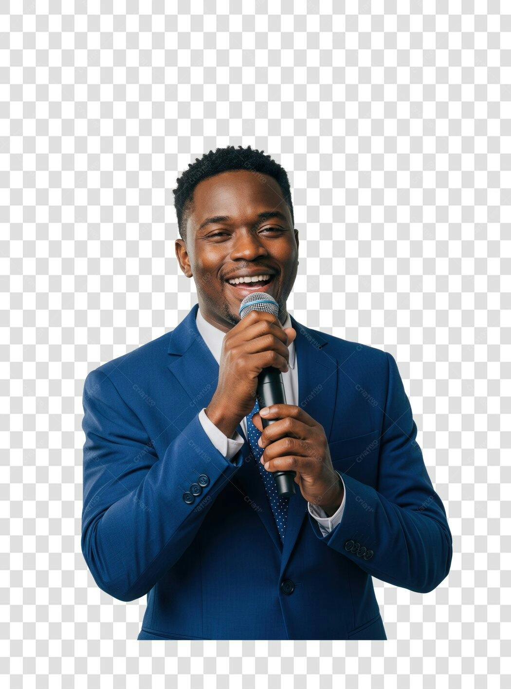 Imagem PNG homem negro palestrante com fundo transparente