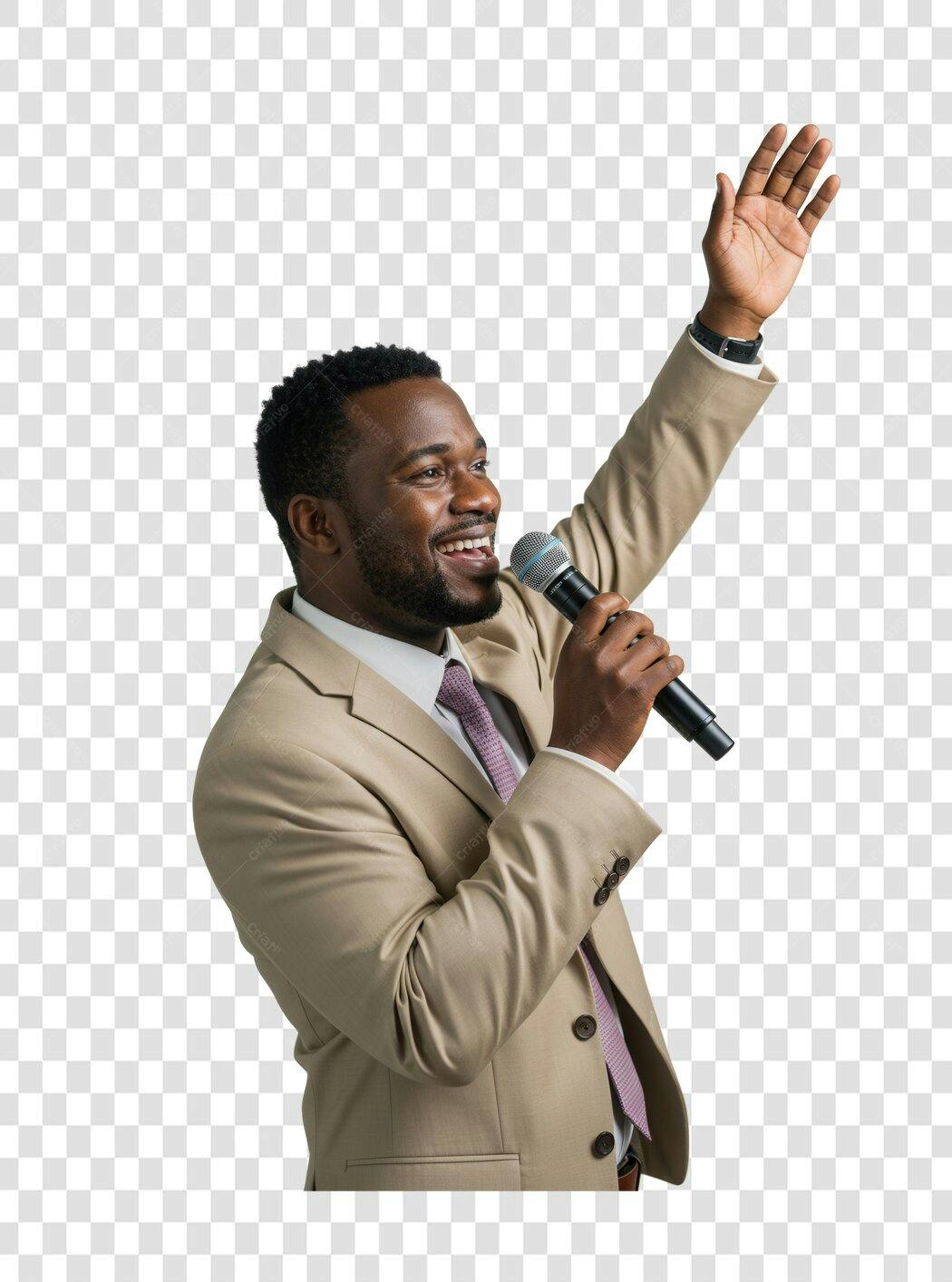 Imagem PNG Homem de Negócios com Microfone Fundo Transparente