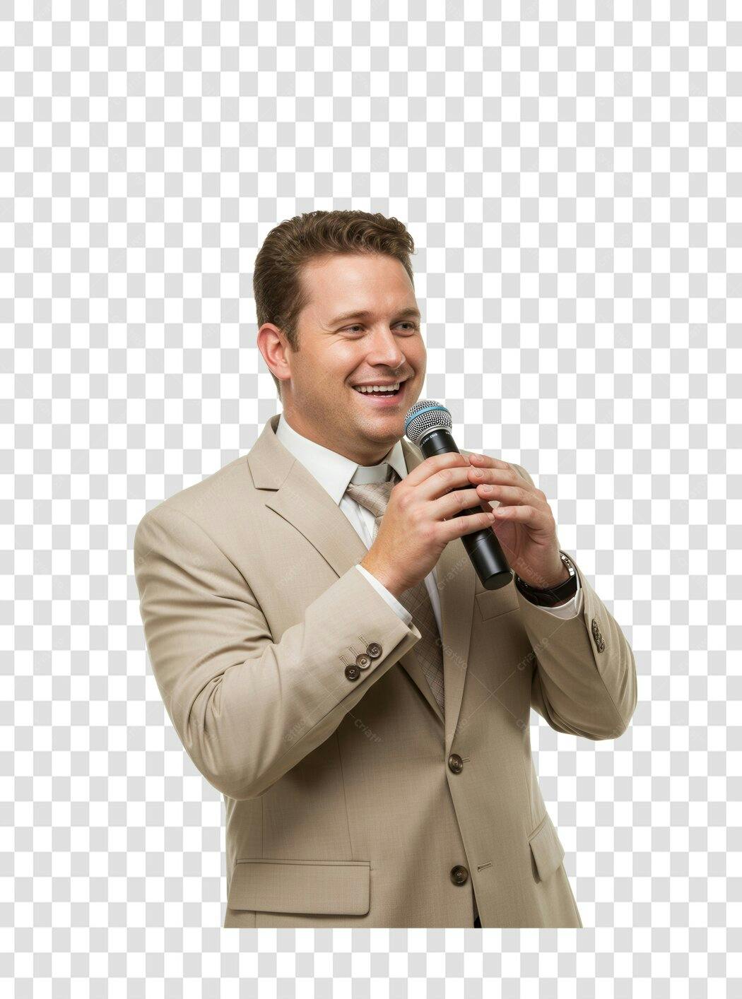Imagem PNG Homem de Negócios com Microfone Fundo Transparente