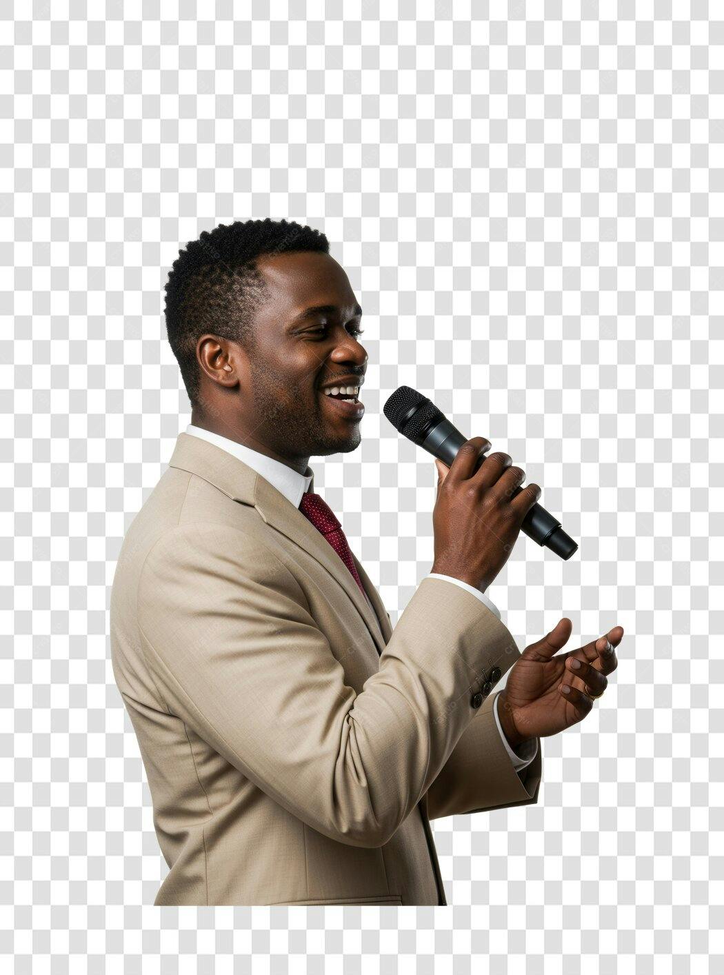 Imagem PNG Homem de Negócios com Microfone fundo transparente