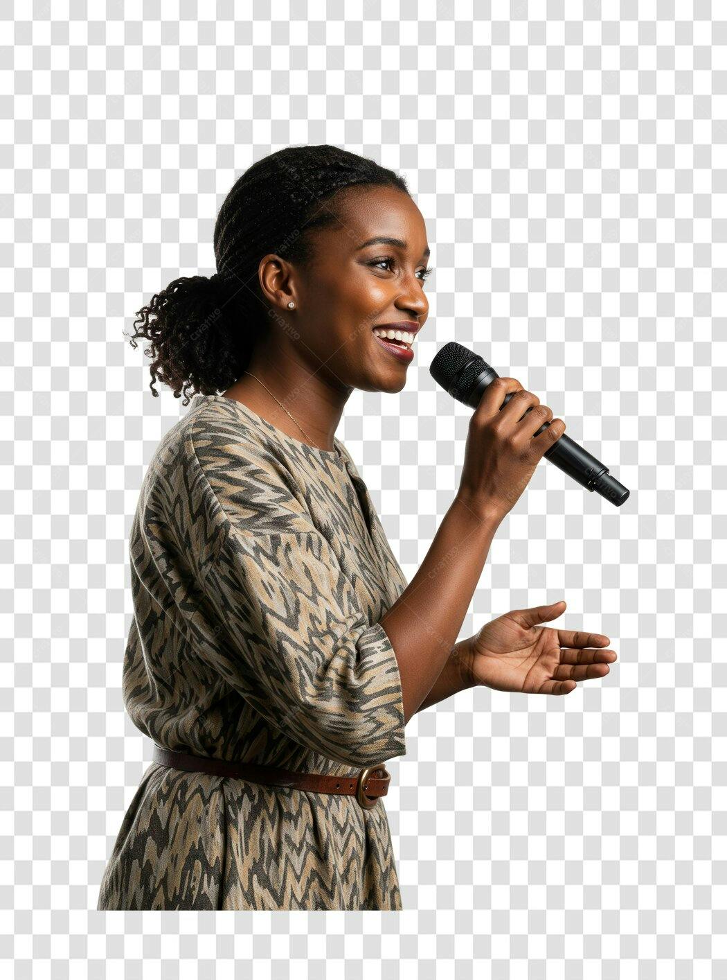 Imagem PNG com fundo transparente Mulher Negra Cantando