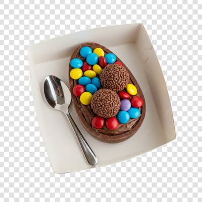 Ovo de Colher Páscoa Chocolate Doce Confeitaria encomenda composição PNG (76)