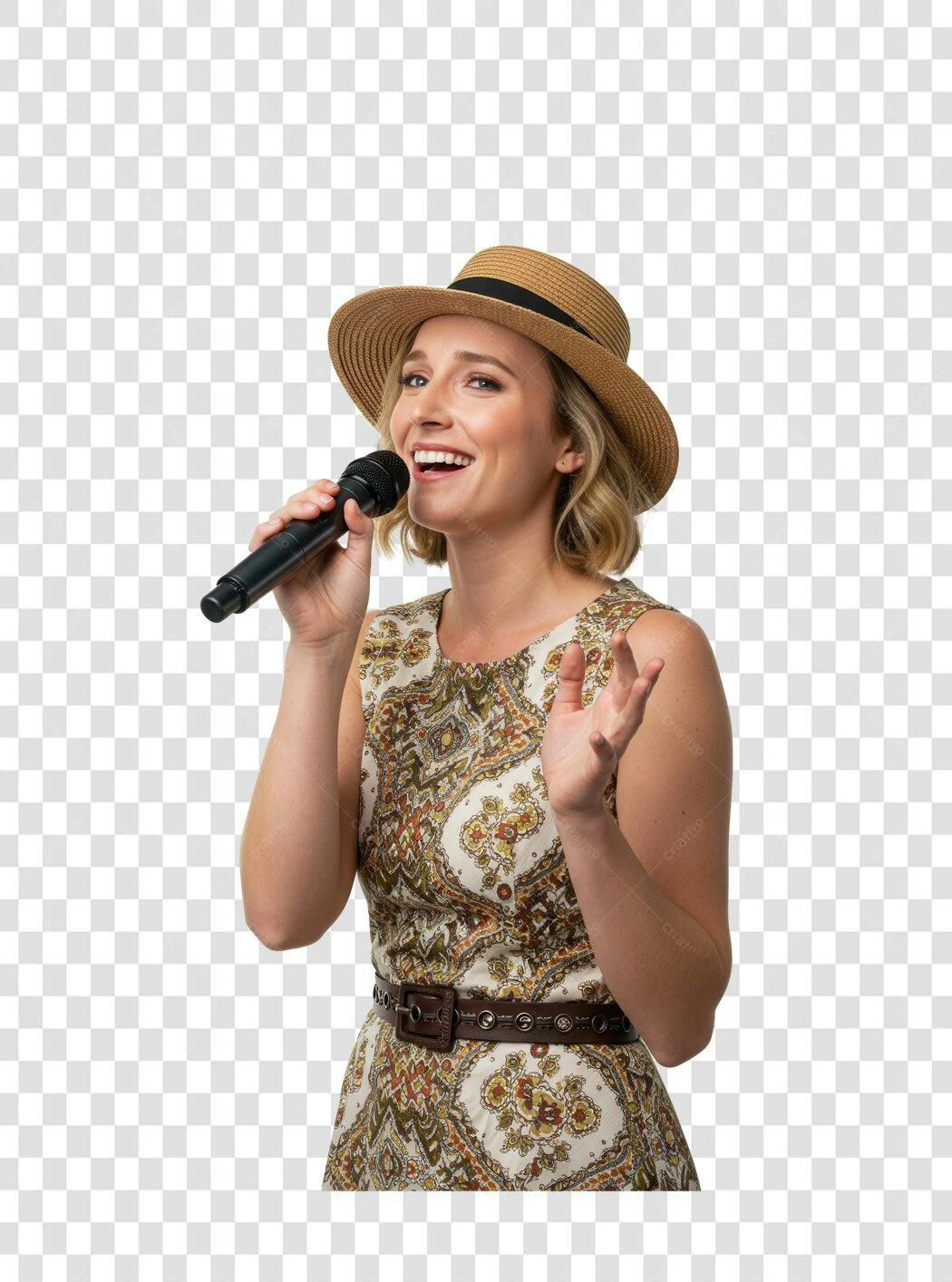 PNG Imagem Cantora com Microfone Fundo Transparente
