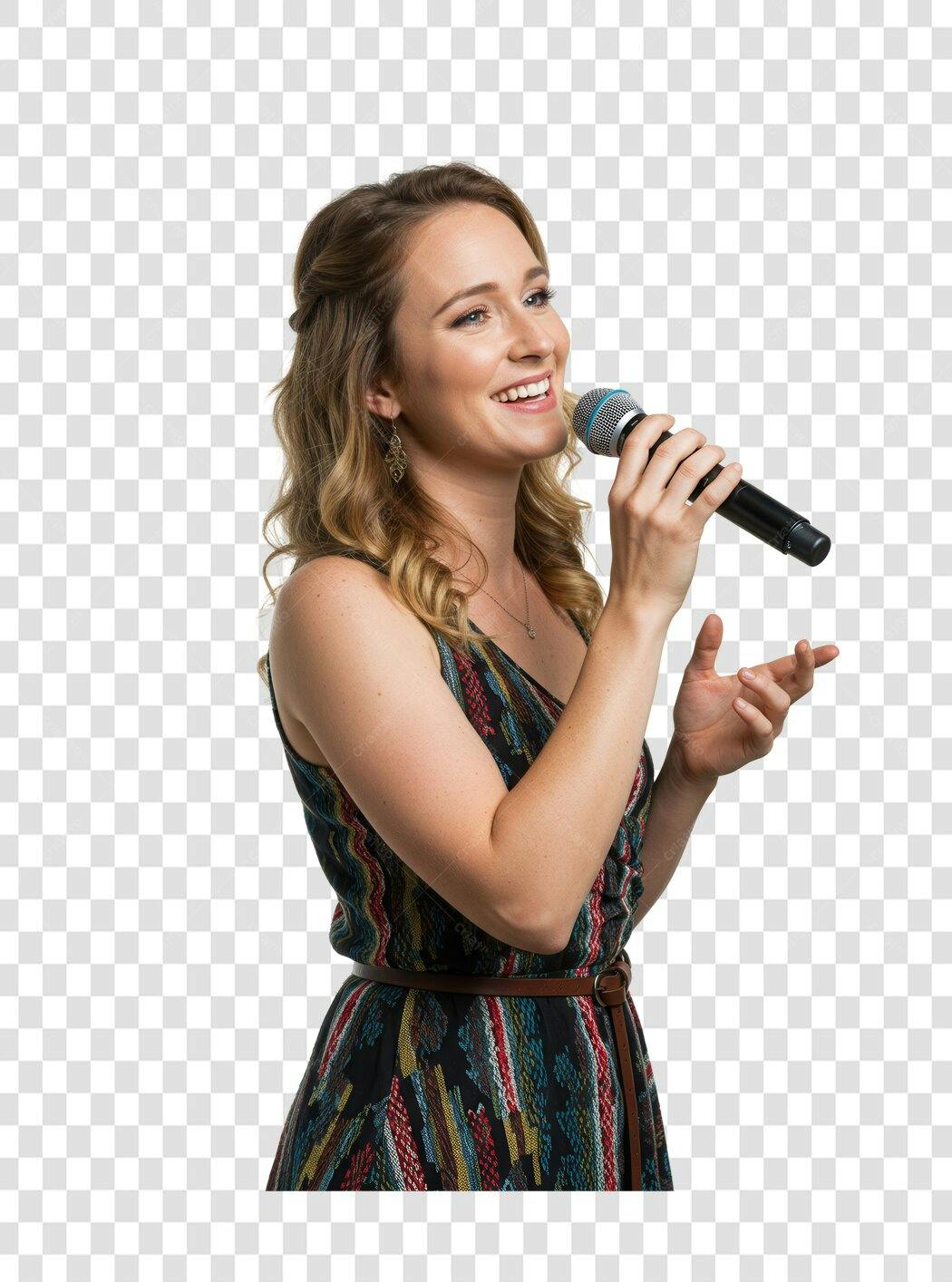 Imagem PNG Cantora Mulher Microfone Fundo Transparente
