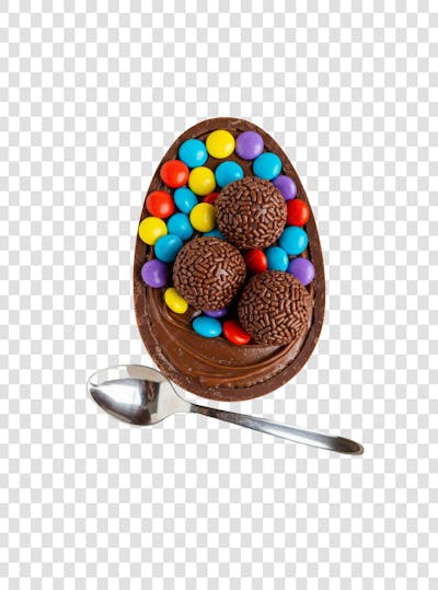 Ovo de Colher Páscoa Chocolate Doce Confeitaria encomenda composição PNG (72)