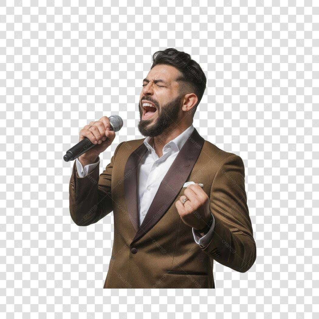 PNG Imagem Cantor com Microfone Fundo Transparente