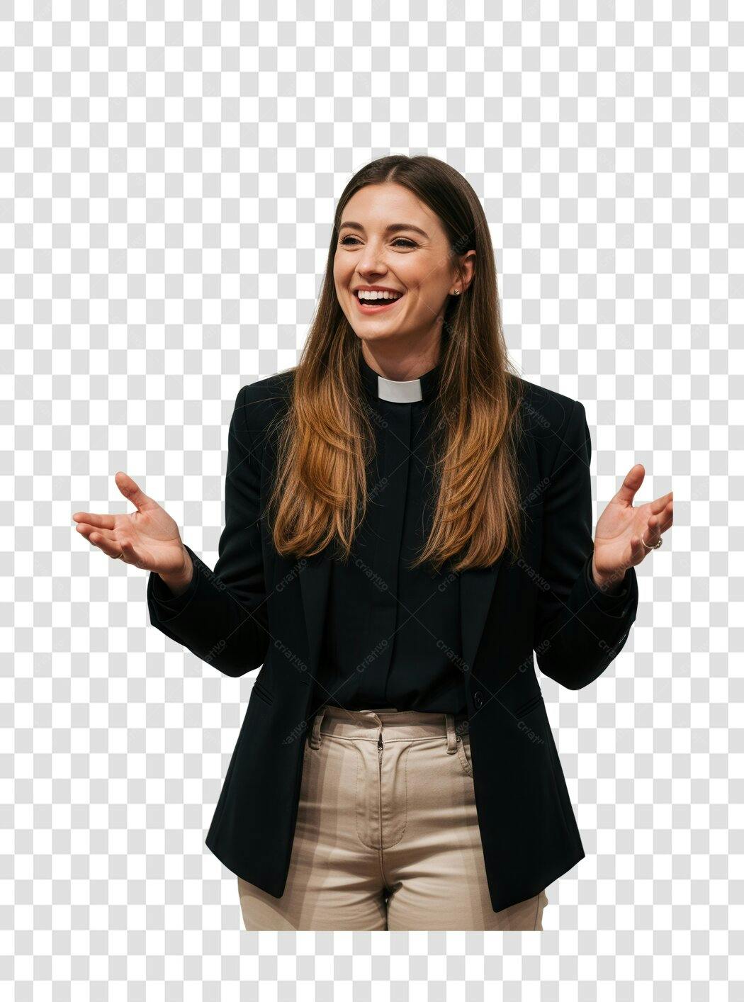 Imagem PNG de mulher sorridente palestrante com fundo transparente