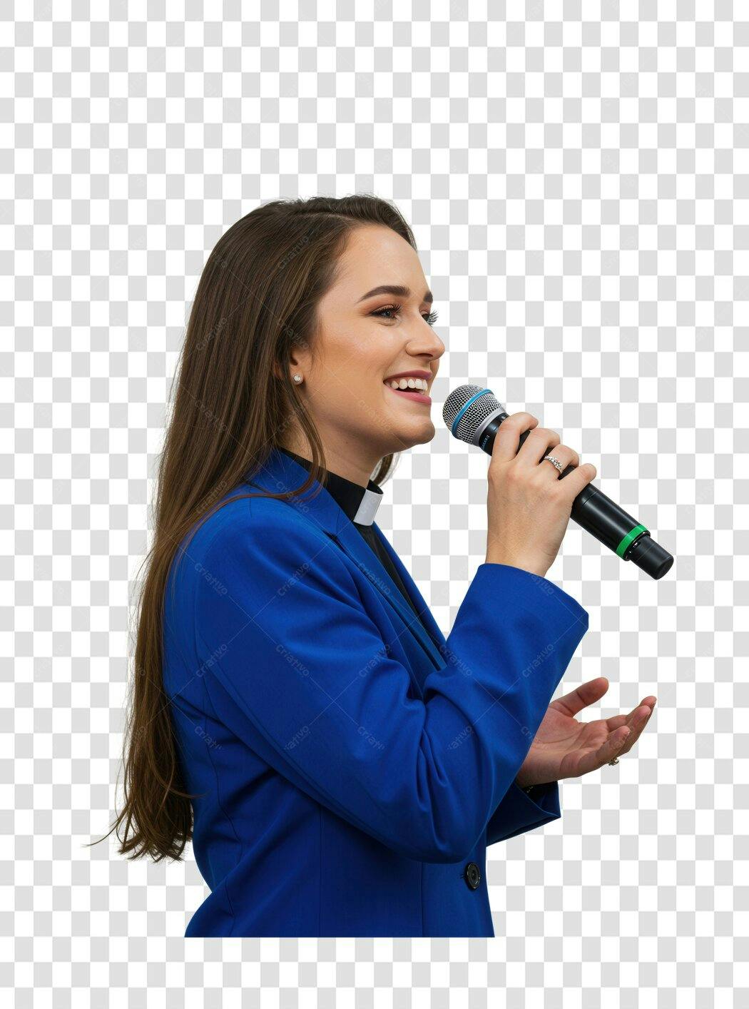 Imagem PNG mulher cantando com fundo transparente