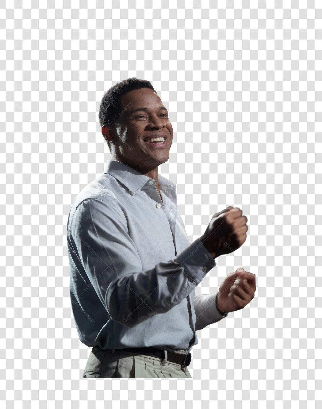 Imagem PNG Homem Afrodescendente Celebrando com fundo transparente