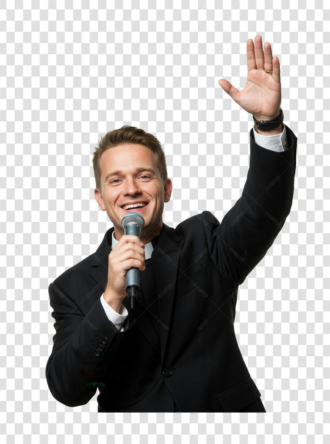 PNG Imagem Homem falando ao microfone com fundo transparente