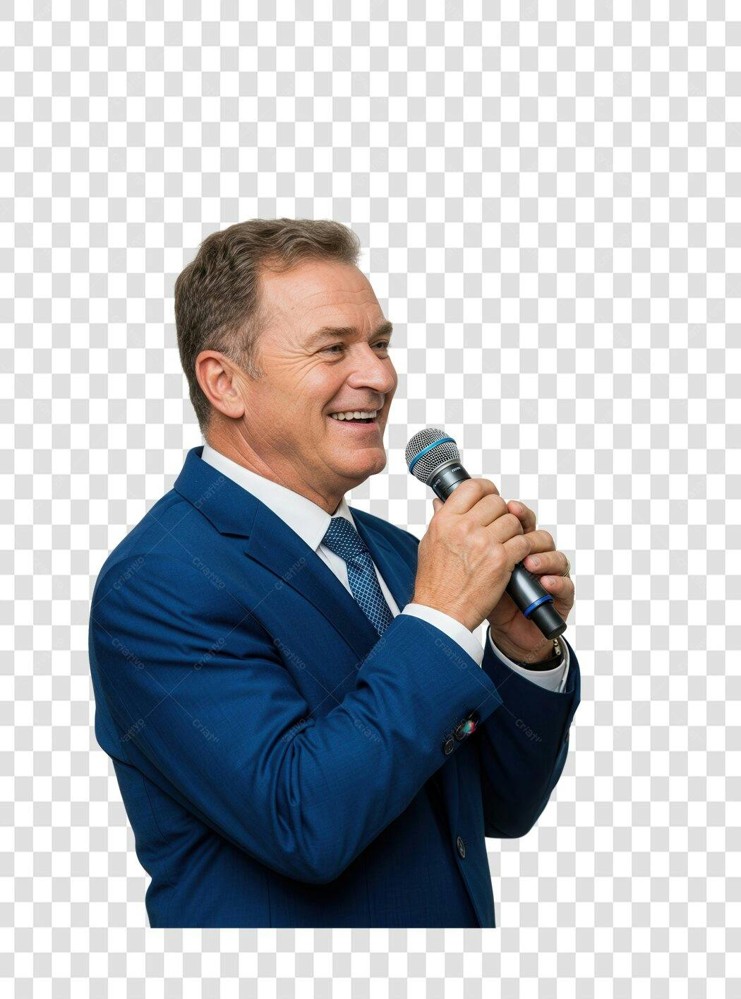 Imagem PNG Homem de Negócios com Microfone fundo transparente