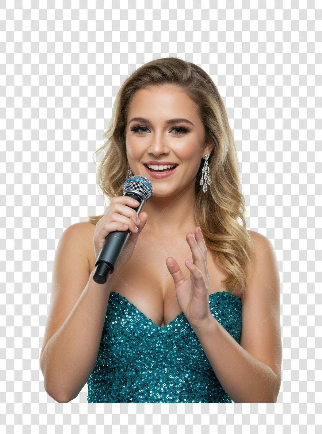 PNG Imagem Cantora Microfone Fundo Transparente