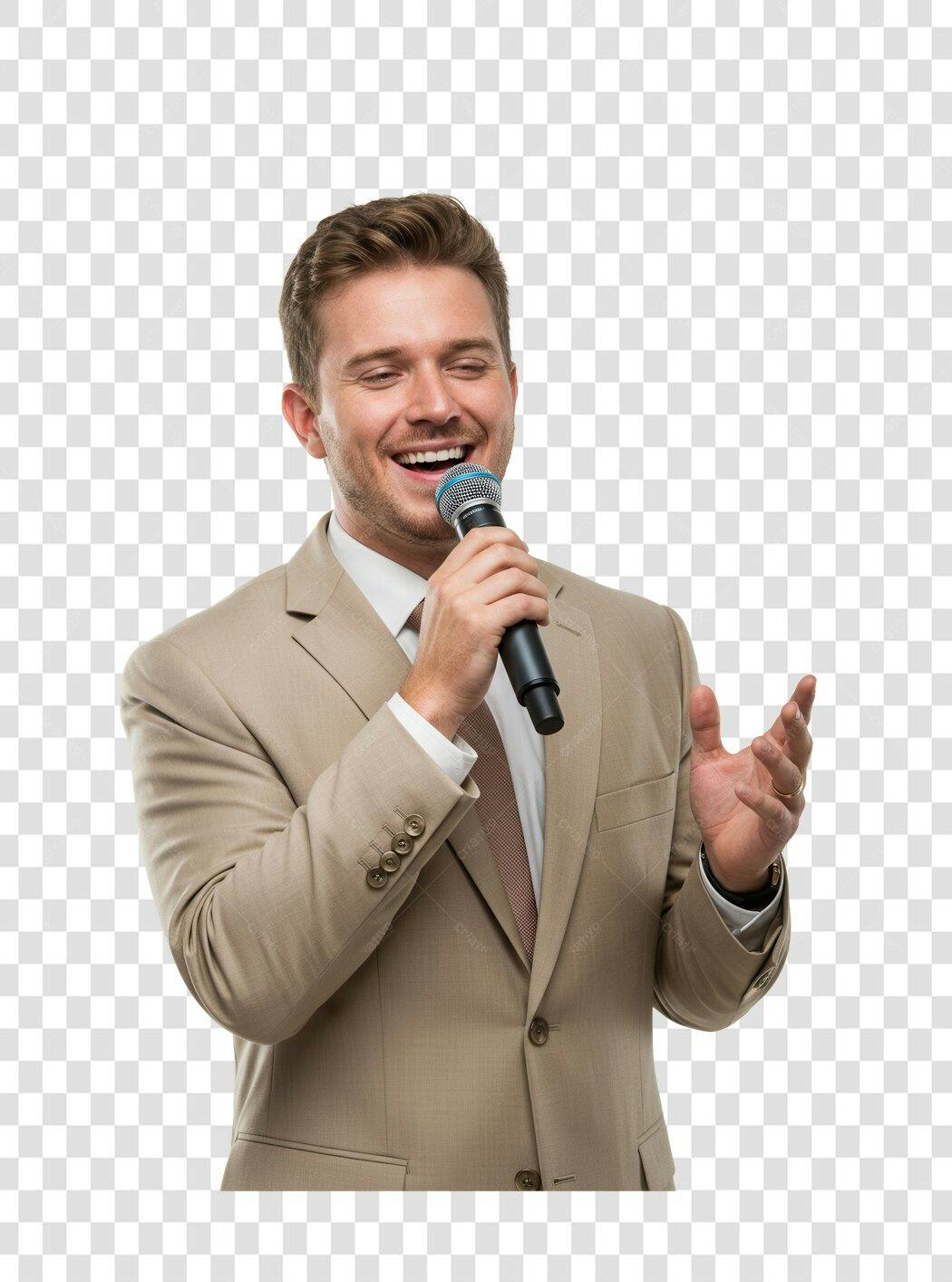 Imagem PNG Homem de Negócios com Microfone Fundo Transparente