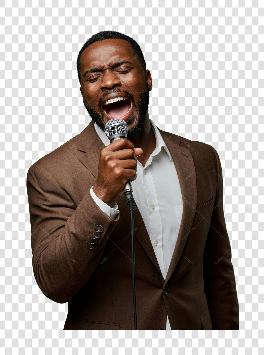 Imagem PNG Cantor Afrodescendente Microfone Fundo Transparente