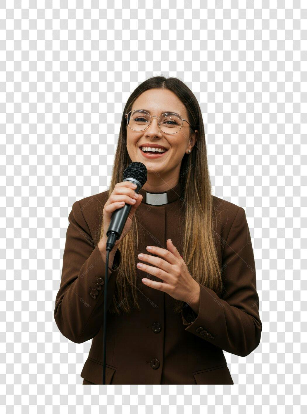 PNG Imagem Mulher Cantora com Microfone Fundo Transparente