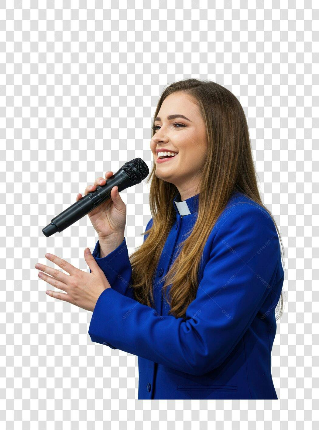 Imagem PNG mulher cantando com fundo transparente