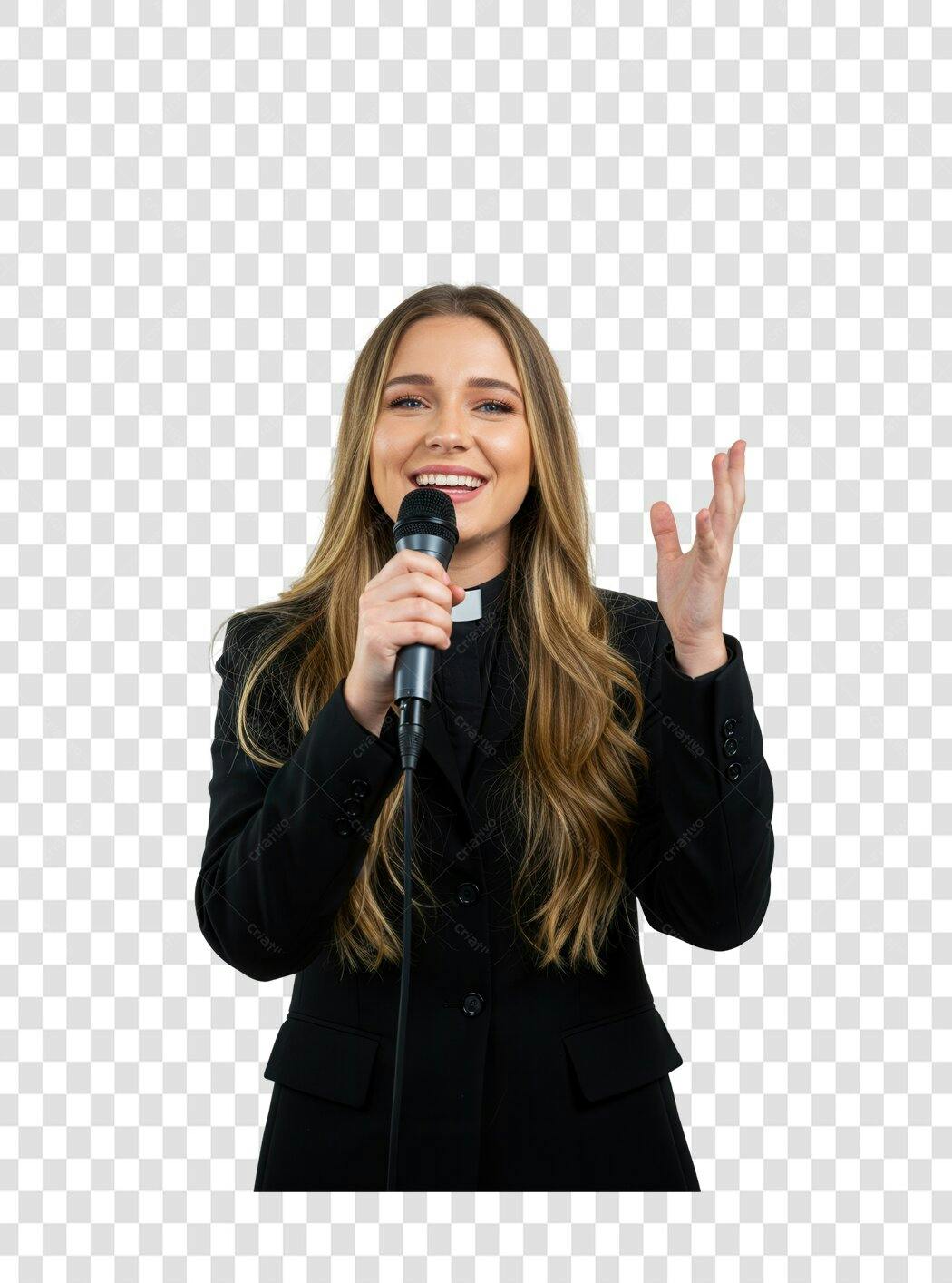 Imagem PNG mulher cantando com fundo transparente
