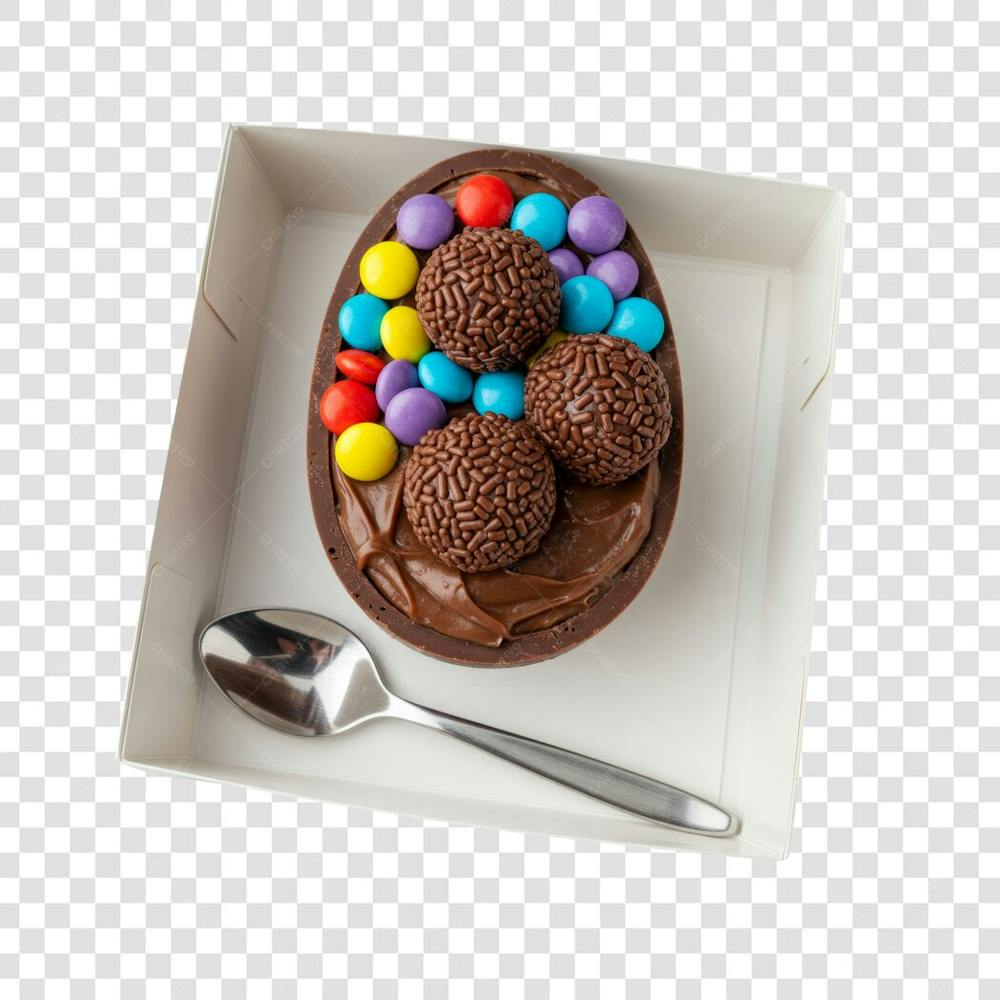 Ovo de Colher Páscoa Chocolate Doce Confeitaria encomenda composição PNG (85)