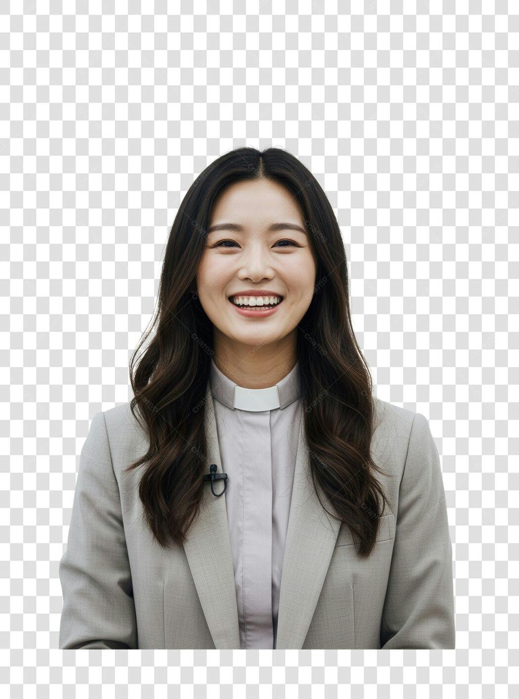 Imagem PNG mulher asiática sorriso fundo transparente