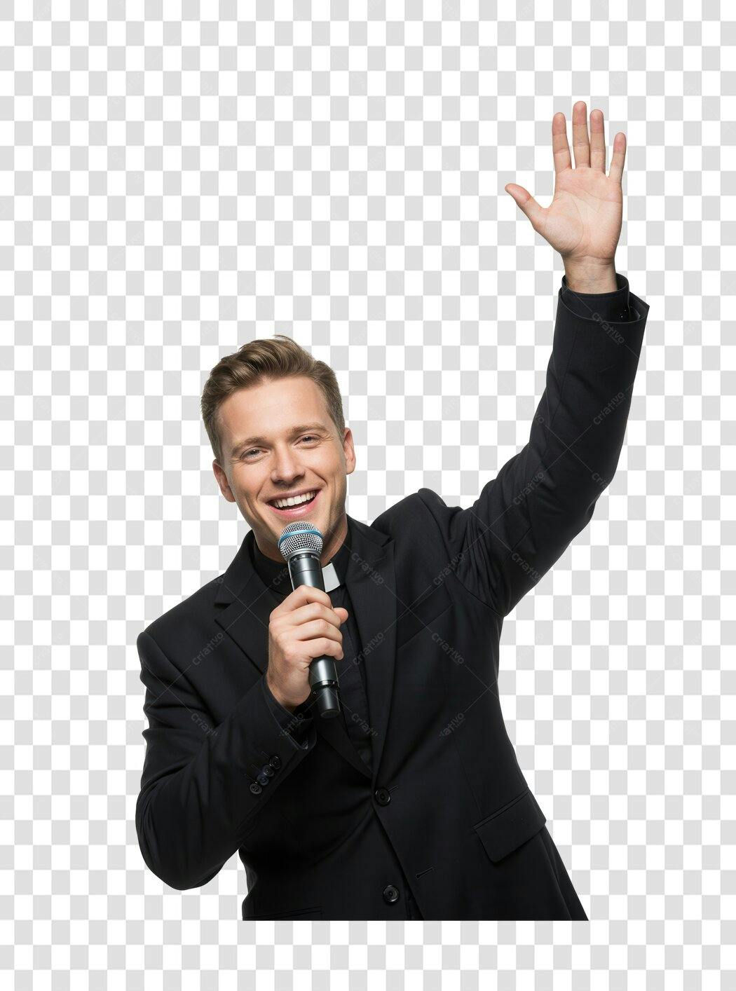 Imagem PNG com fundo transparente Padre falando ao microfone