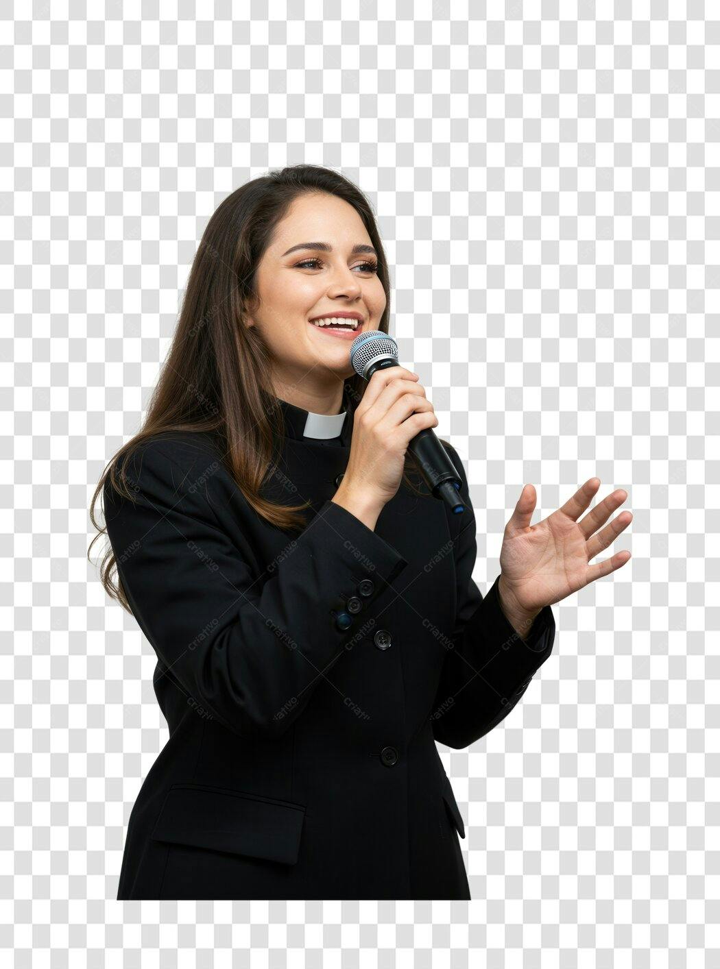 Imagem PNG mulher palestrante com fundo transparente