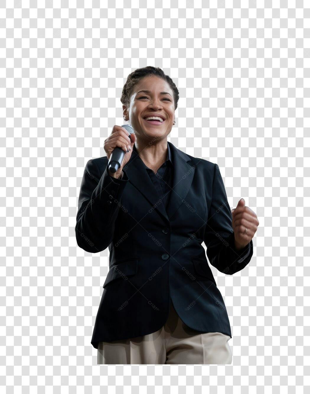 Imagem PNG Mulher Negra palestrante com fundo transparente