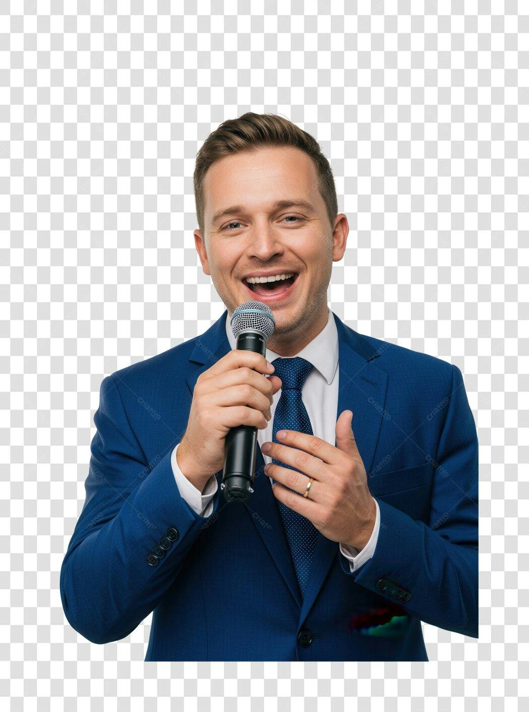 Imagem PNG Homem de Negócios com Microfone Fundo Transparente
