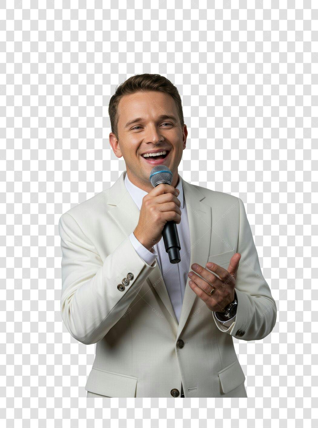 Imagem PNG Homem de Negócios Microfone Fundo Transparente