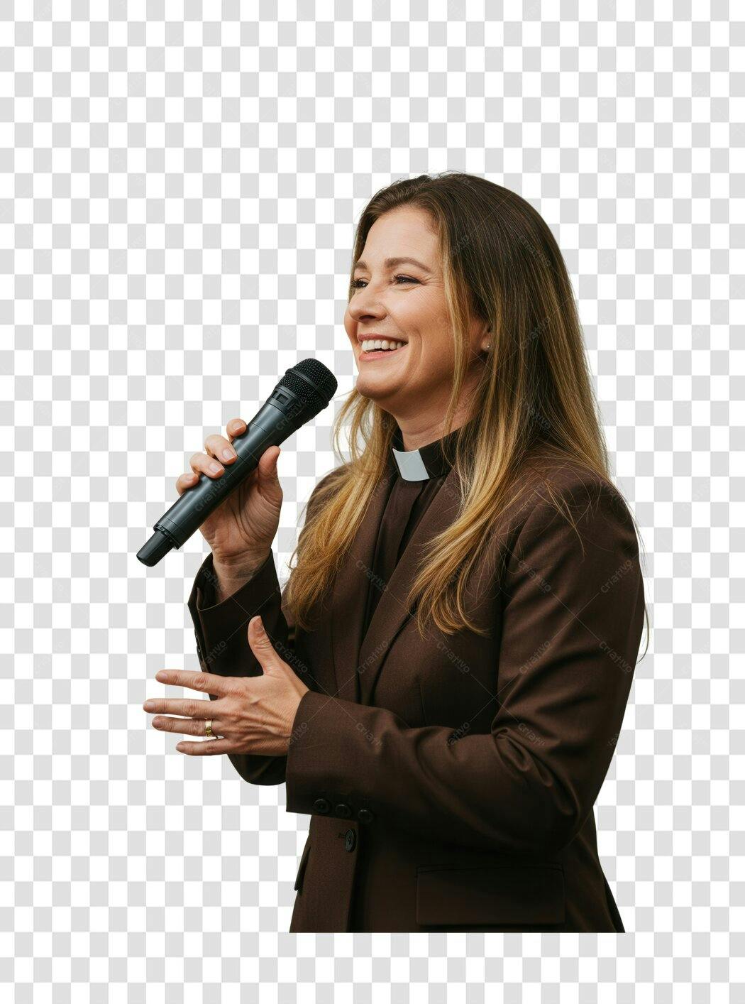 Imagem PNG mulher palestrante com fundo transparente