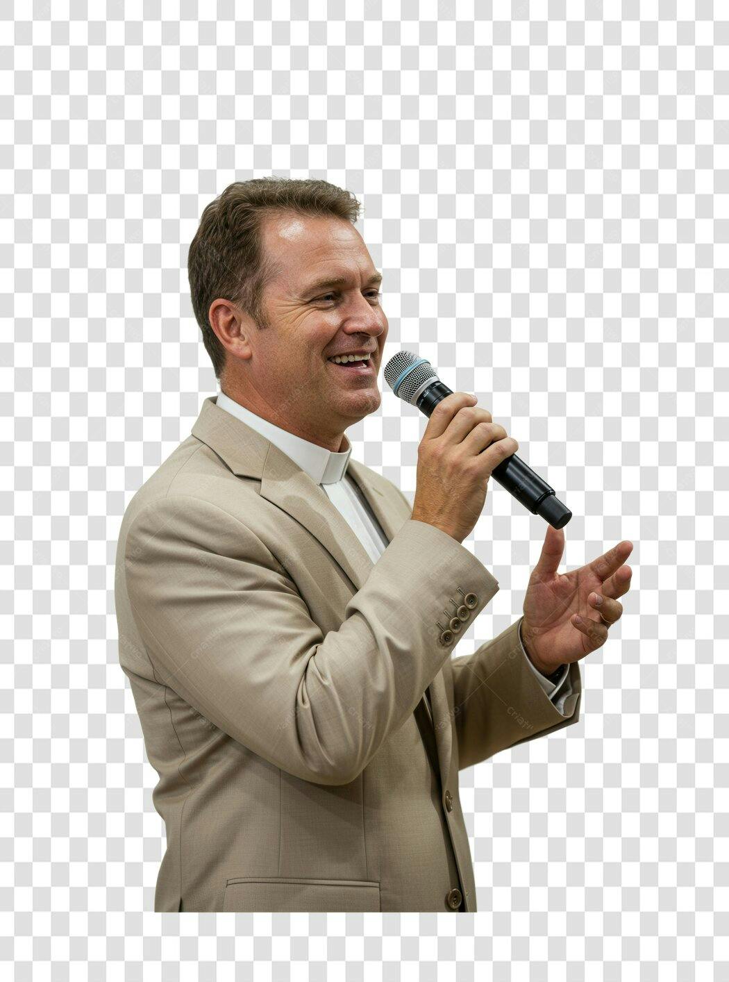 Imagem PNG palestrante homem microfone fundo transparente