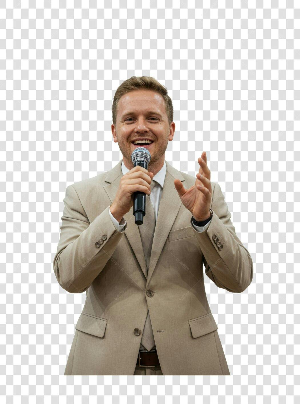 Imagem PNG palestrante homem microfone fundo transparente