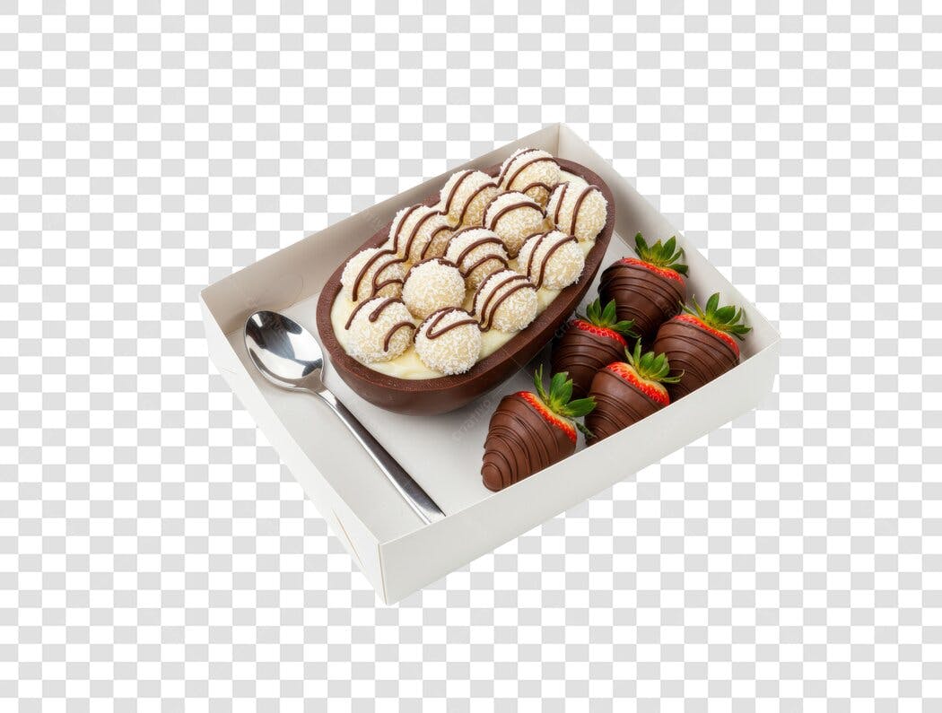 Mockup Ovo de Páscoa com Morangos PNG com fundo transparente