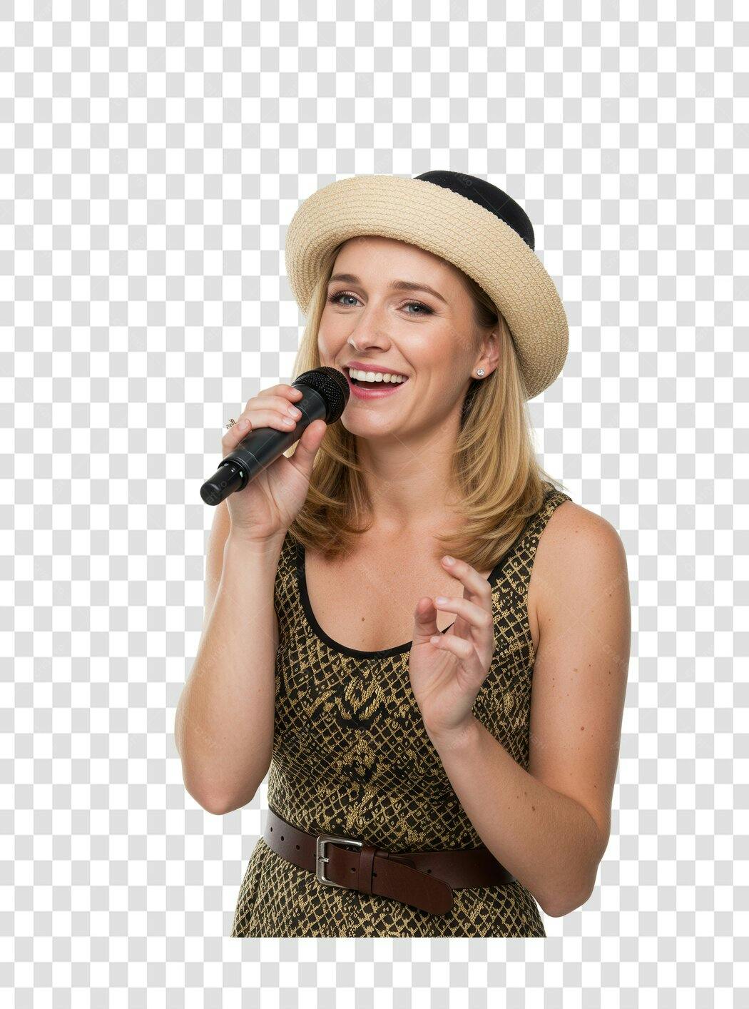 Post Instagram Cantora com Microfone PNG com fundo transparente