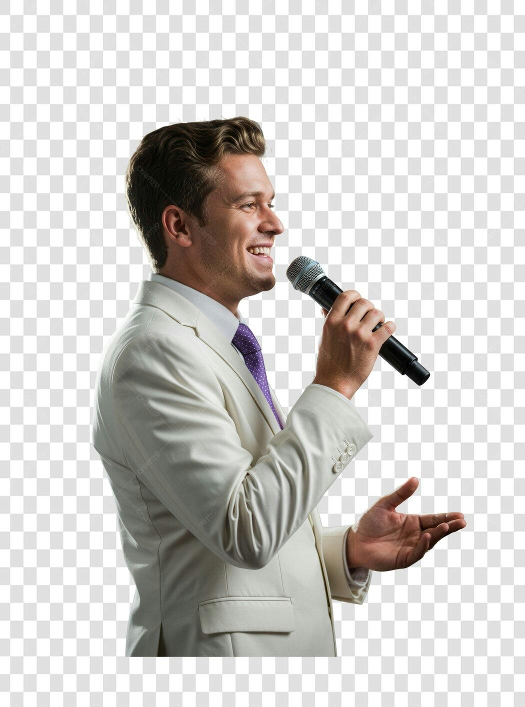 PNG Imagem Homem de Negócios com Microfone Fundo Transparente