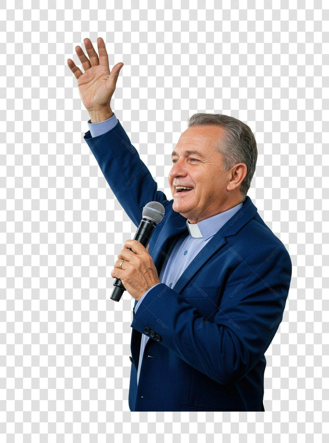 Imagem PNG com fundo transparente Padre falando ao microfone
