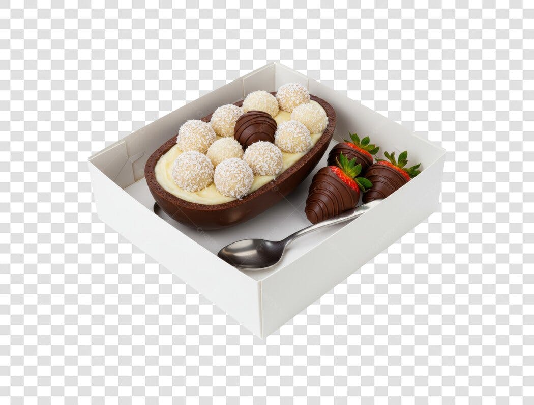 Mockup Ovo de Páscoa Brigadeiro e Morango PNG com fundo transparente