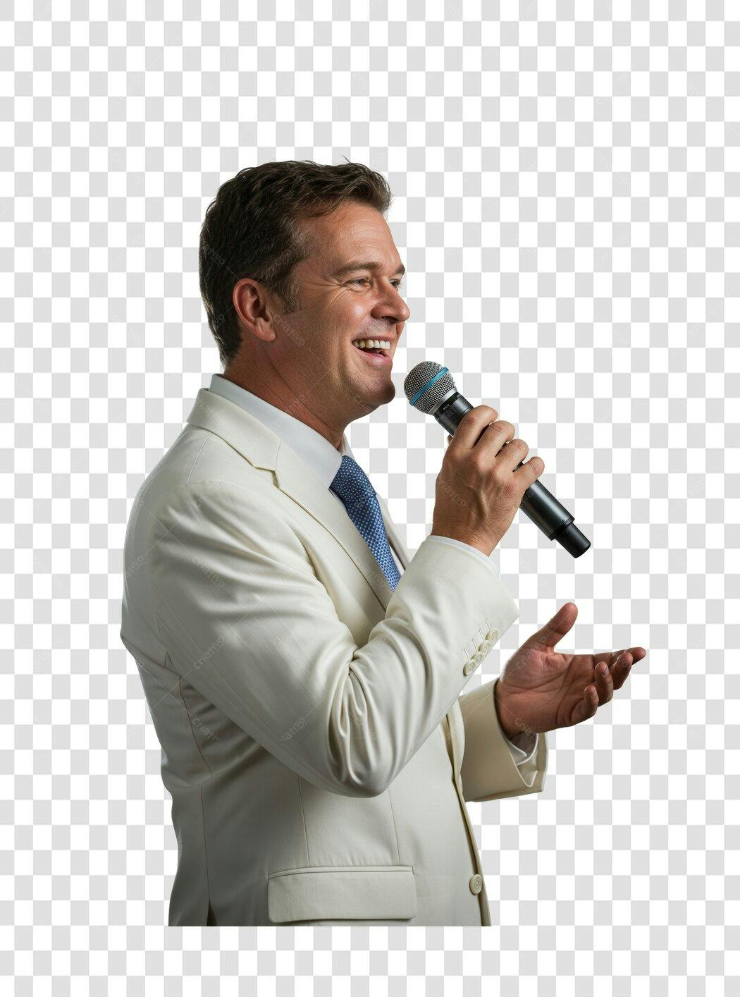 Imagem PNG Homem de Negócios Microfone Fundo Transparente