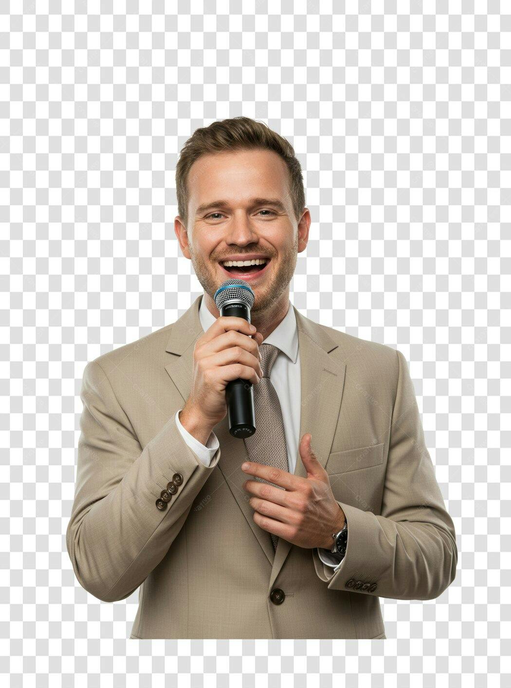 Imagem PNG Homem de Negócios Microfone Fundo Transparente
