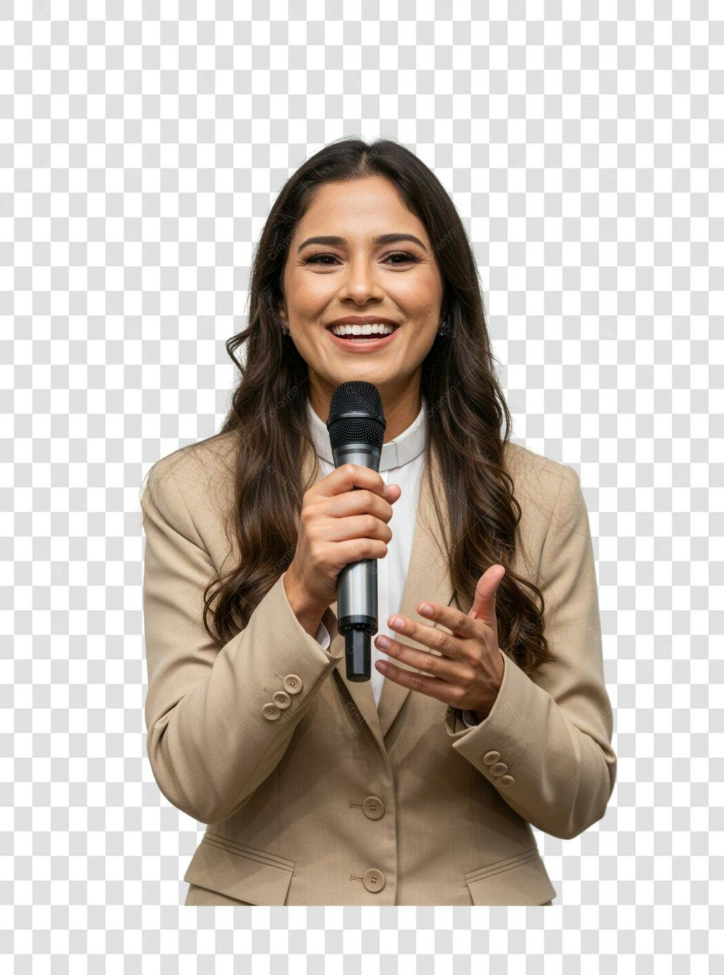 Imagem PNG mulher palestrante com fundo transparente