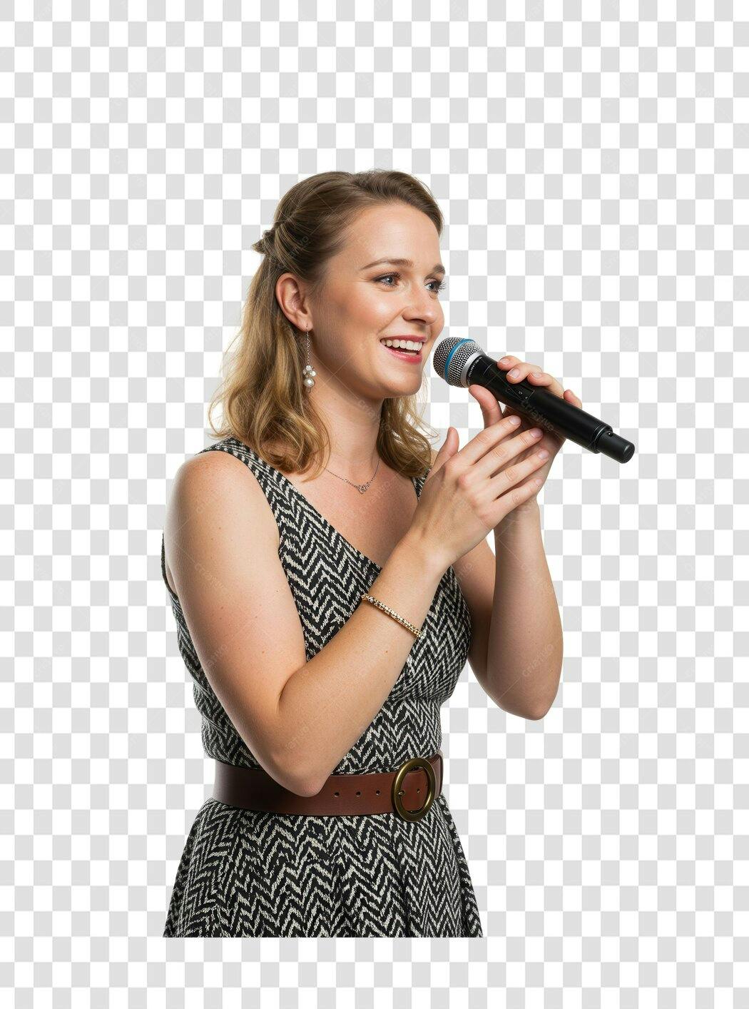 Imagem PNG cantora mulher microfone fundo transparente