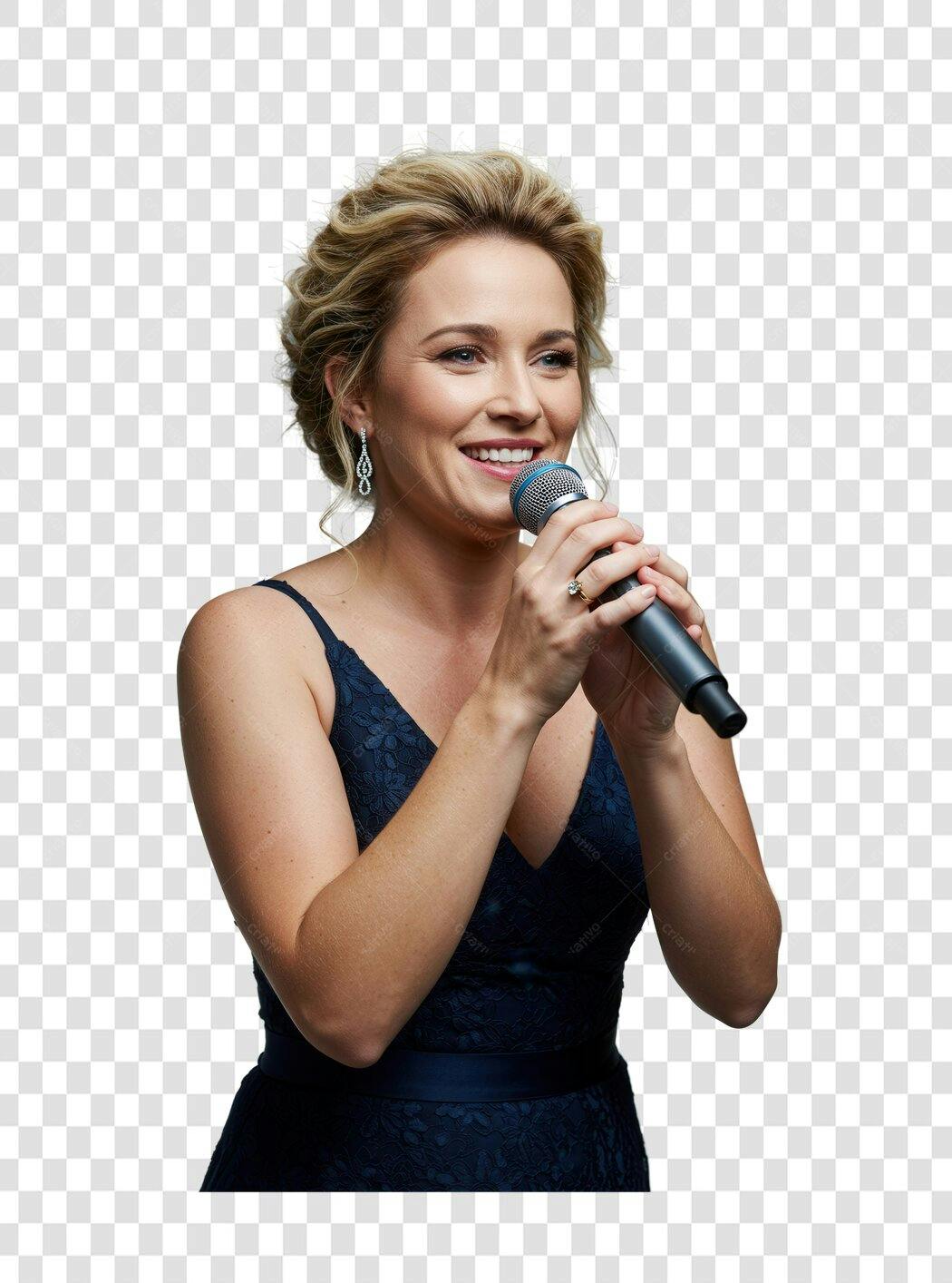 Imagem PNG mulher cantando com fundo transparente