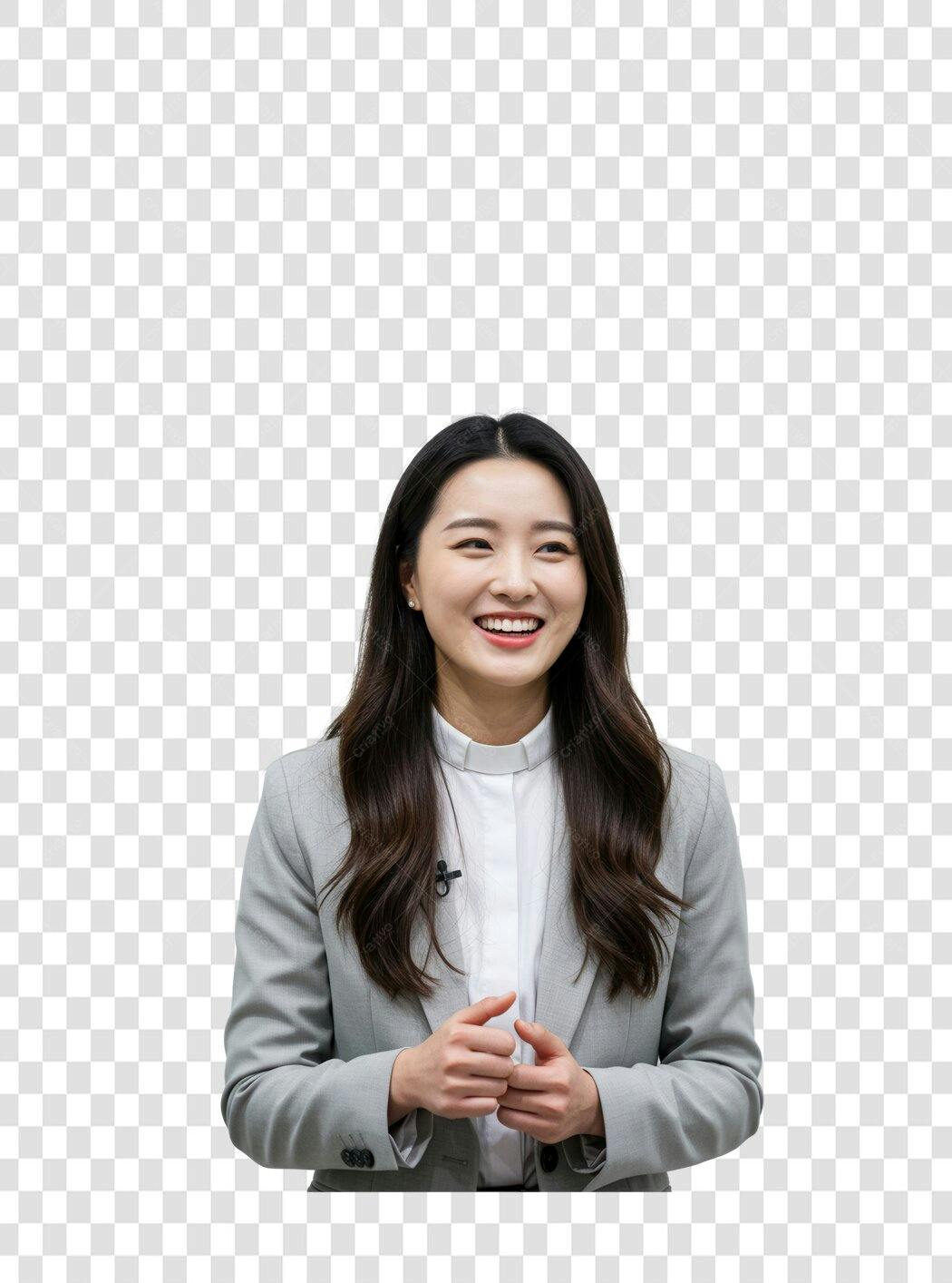 Imagem PNG mulher asiática alegre profissional fundo transparente