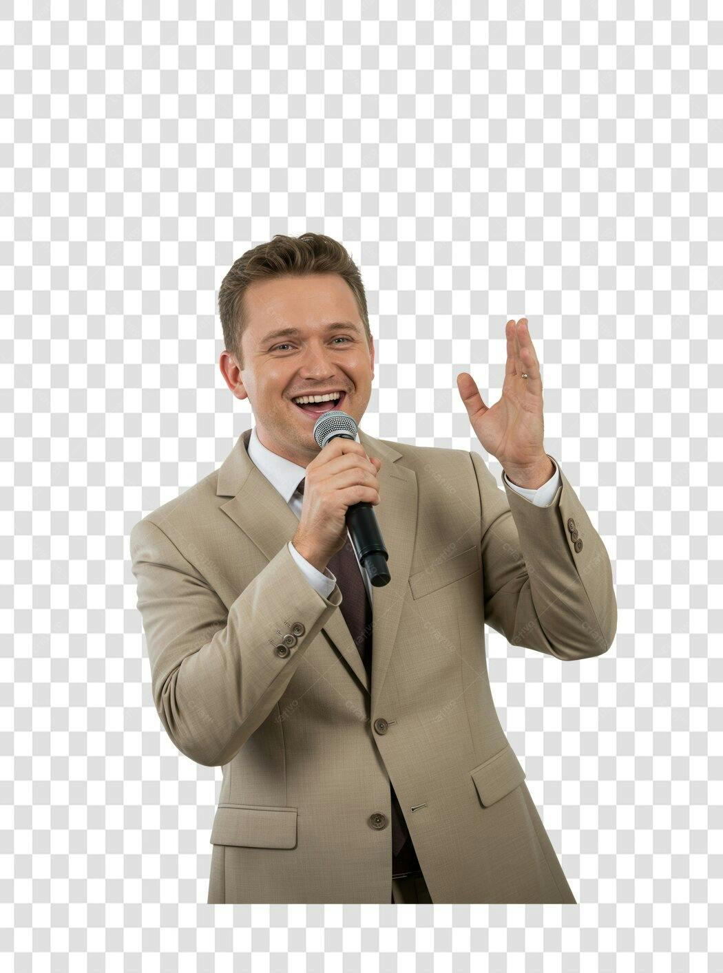 Imagem PNG Homem de Negócios com Microfone Fundo Transparente